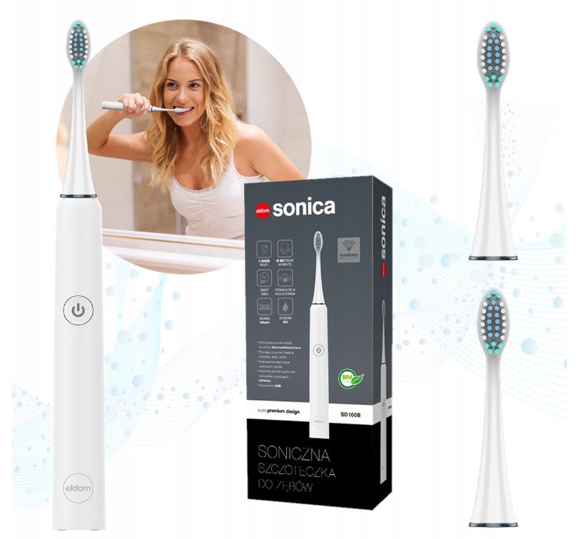 ELECTRIC SONIC TOOTHBRUSH ELDOM 2 tips WATERPROOF EAN (GTIN) 5908277385576