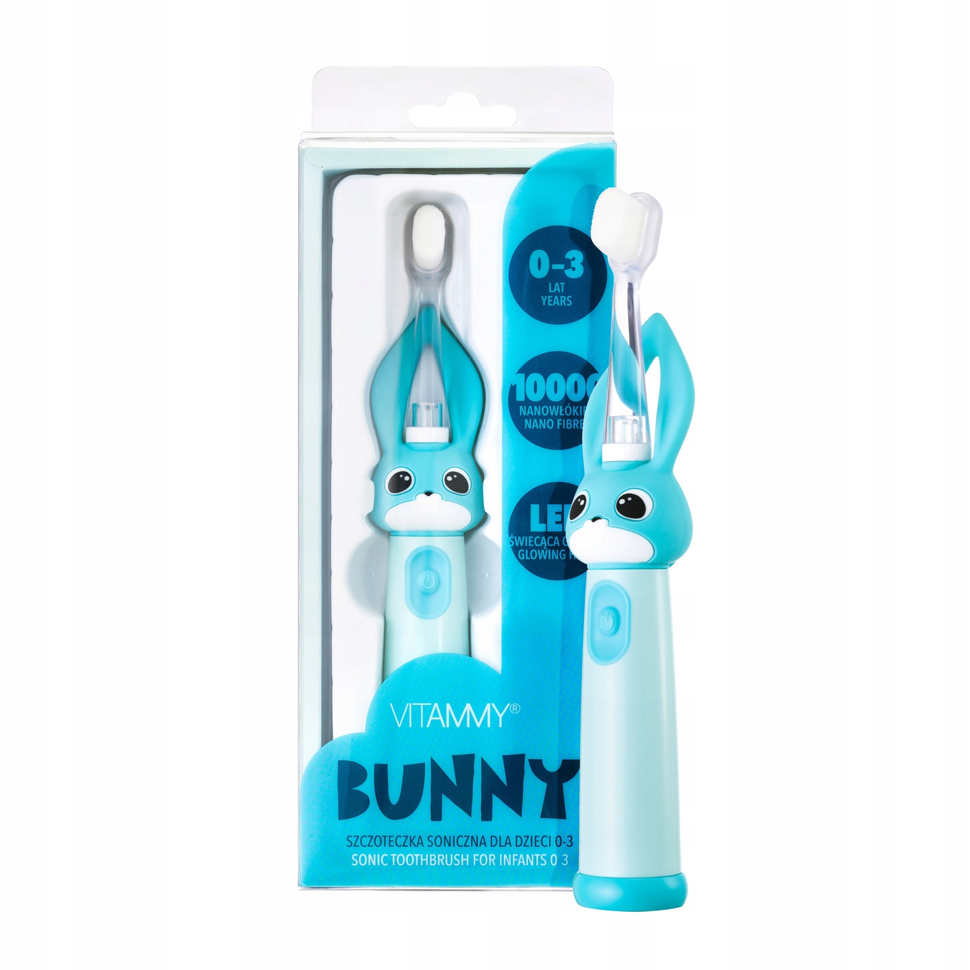 ELECTRIC SONIC TOOTHBRUSH FOR CHILDREN 0-3YEARS + LED BUNNY LIGHT
