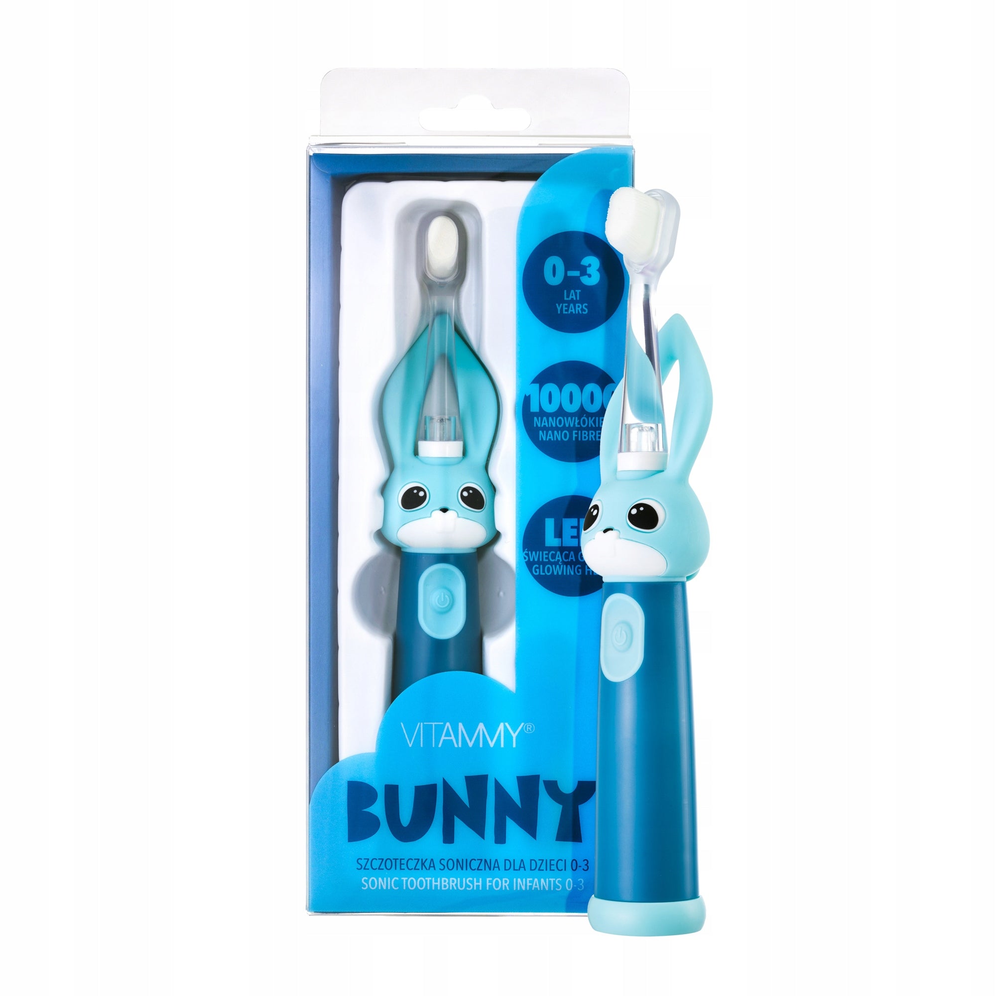 ELECTRIC SONIC TOOTHBRUSH FOR CHILDREN 0-3YEARS + LED BUNNY LIGHT
