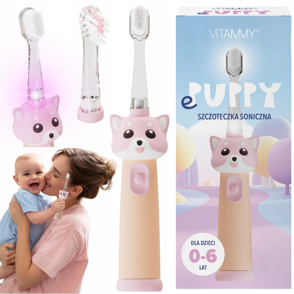 ELECTRIC SONIC TOOTHBRUSH FOR CHILDREN 0-6 VITAMMY ePUPPY PINK