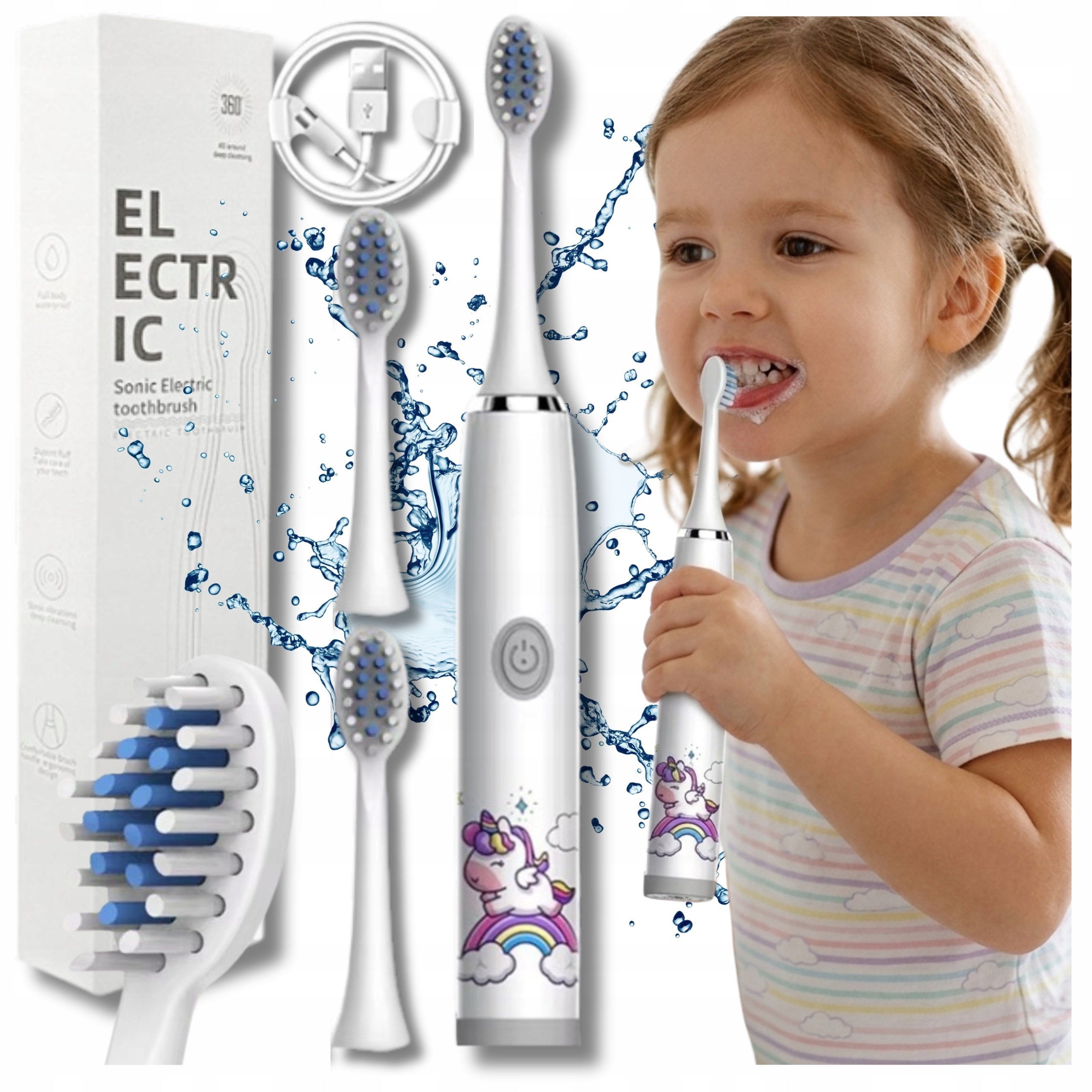 ELECTRIC SONIC TOOTHBRUSH FOR KIDS WITH TIPS PATTERNS