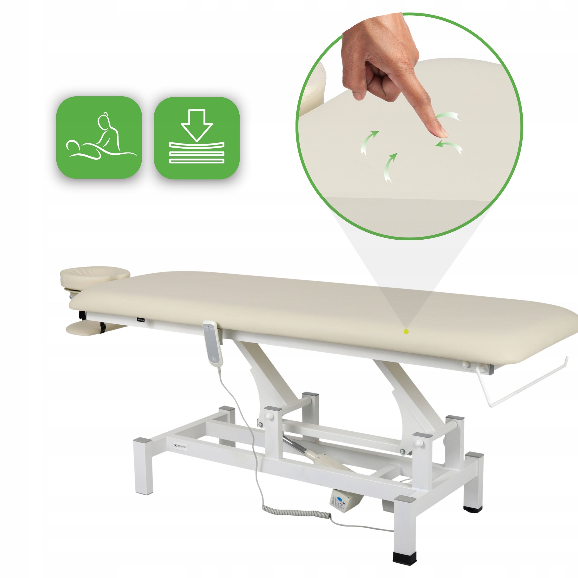 ELECTRIC STATIONARY REHABILITATION TABLE FORTIS 1 REMOTE CONTROL CUSHION HABYS Color beige