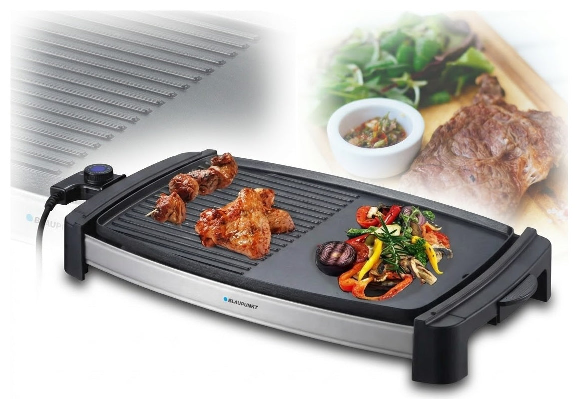 ELECTRIC TABLE GRILL FOR MEAT FISH VEGETABLES 2 ZONES BLAUPUNKT GRT301