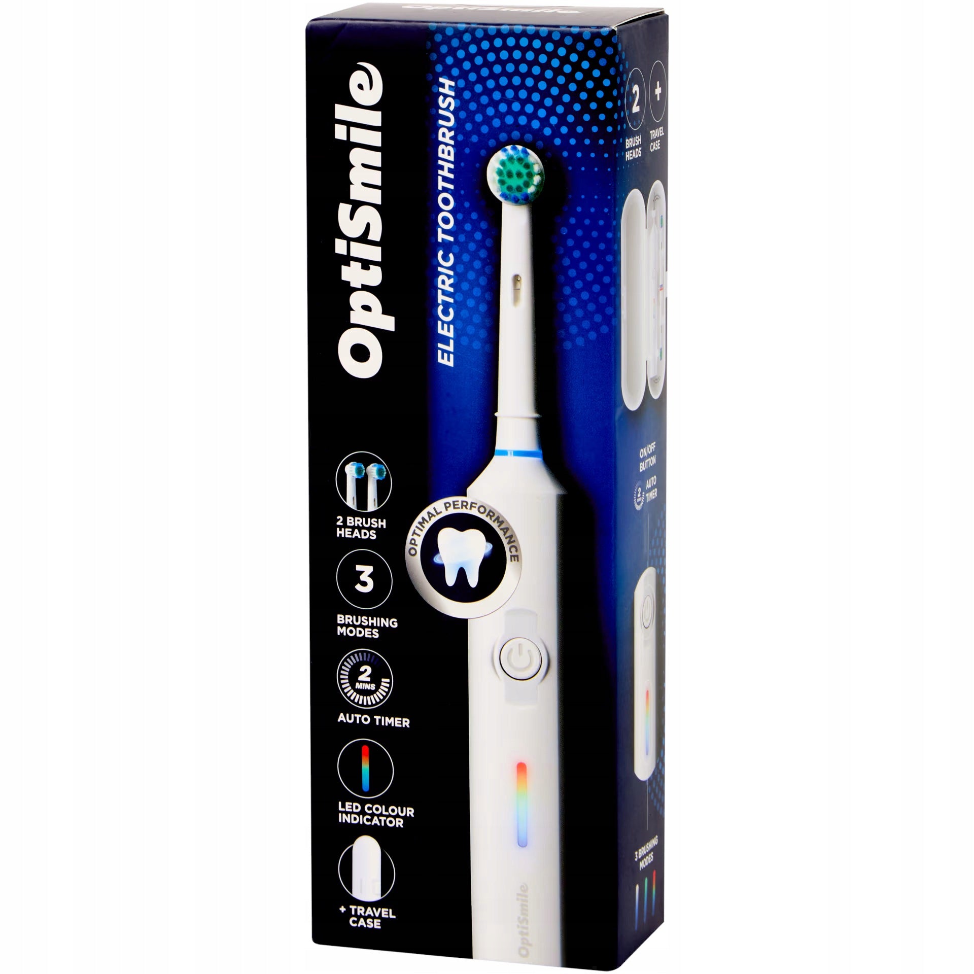 ELECTRIC TOOTHBRUSH OPTISMILE 2 TIPS CASE TIMER USB