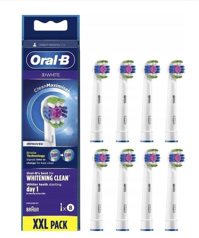 ELECTRIC TOOTHBRUSH TIPS Braun ORAL-B 3D WHITE EB18 8 PCS