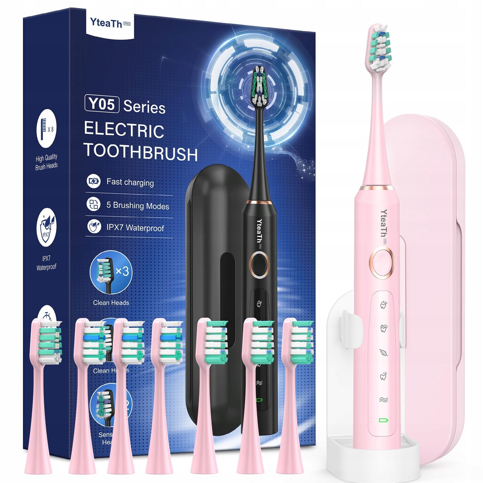 ELECTRIC TOOTHBRUSH YTEATH Y05 8 heads Pink