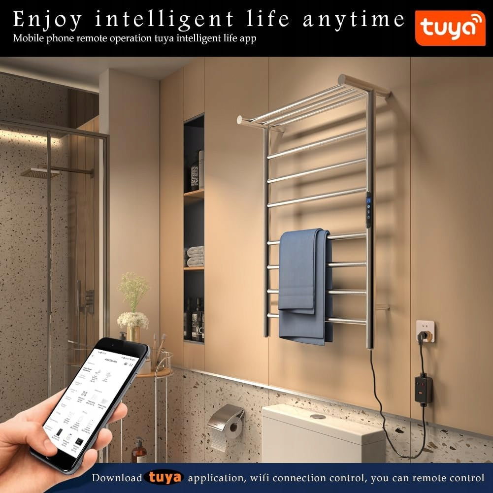 ELECTRIC TOWEL HEATER LED WIFI 10 RODS REMOTE CONTROL INOX CHROME Manufacturer code KWW