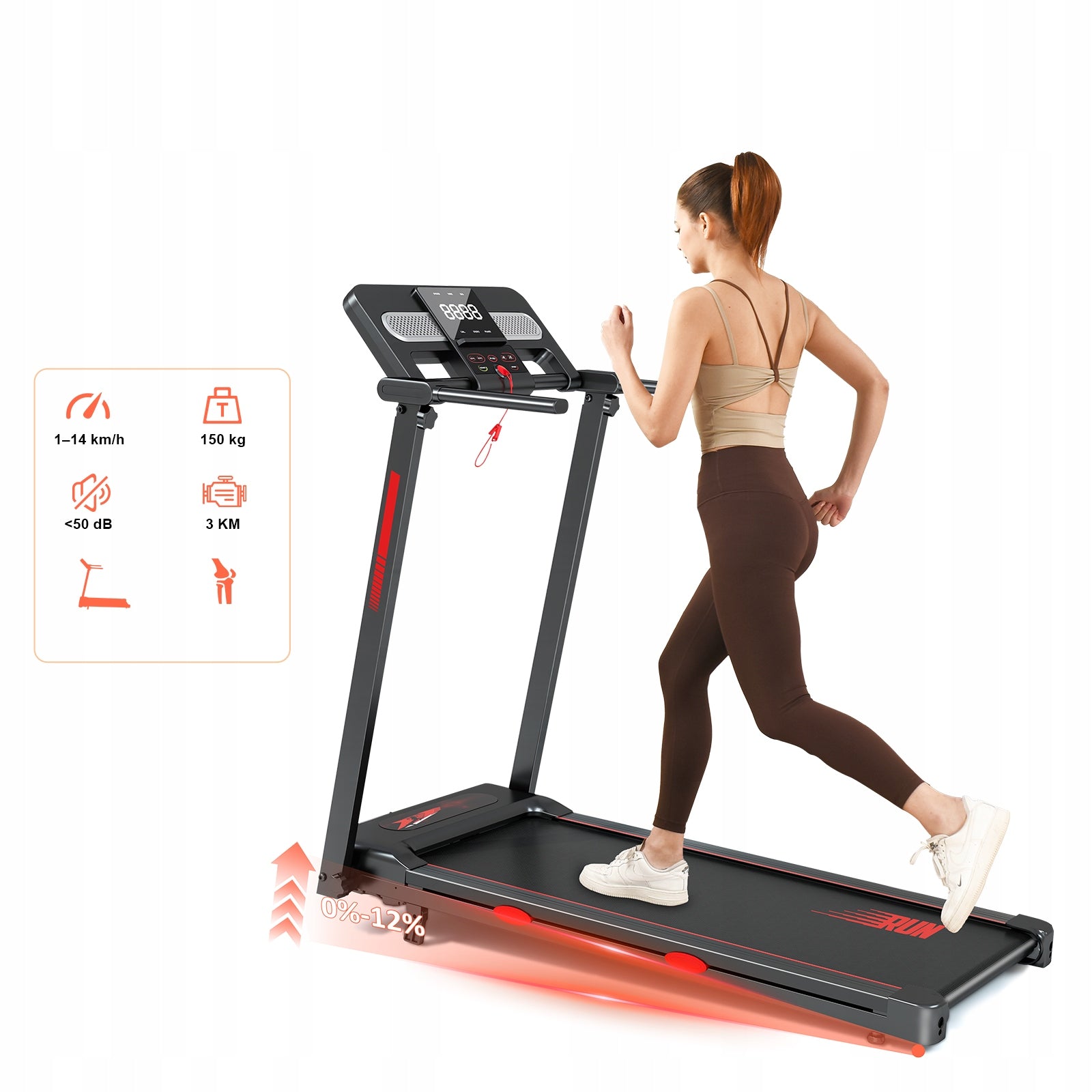 ELECTRIC TREADMILL FOLDING HOME TREADMILL MAXIMUM SPEED: 14 KM/H Packaging status original