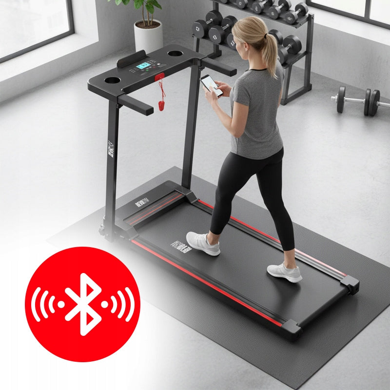 ELECTRIC TREADMILL TRAINING FOLDING HOME RUN 12 KM/H 120 KG BLUETOOTH Measurements training duration distance number of steps speed burned calories