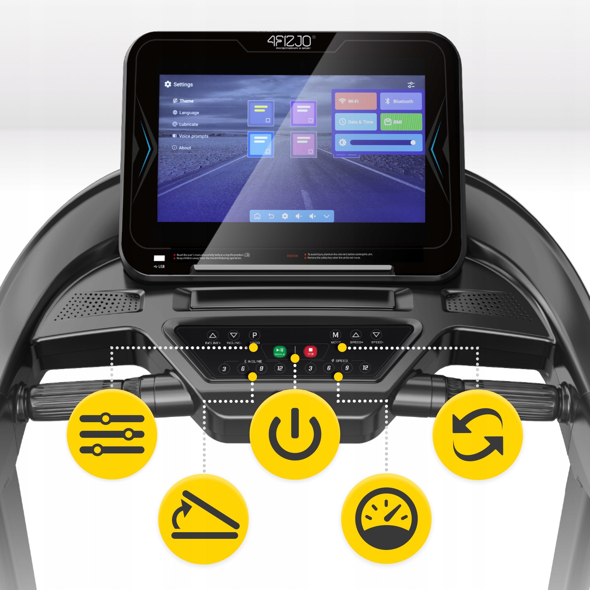 ELECTRIC TREADMILL TRAINING FOR RUNNING WALKING HOME FOLDING EVO S Measurements training duration distance number of steps speed pulse burned calories