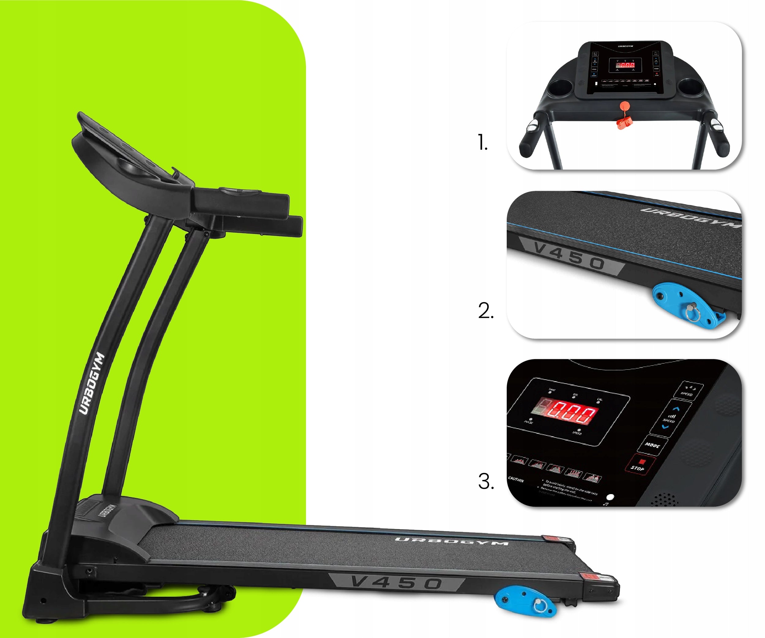 ELECTRIC TREADMILL V450 HOME TILT ADJUSTMENT FOLDING SHOCK ABSORPTION Brand Urbogym