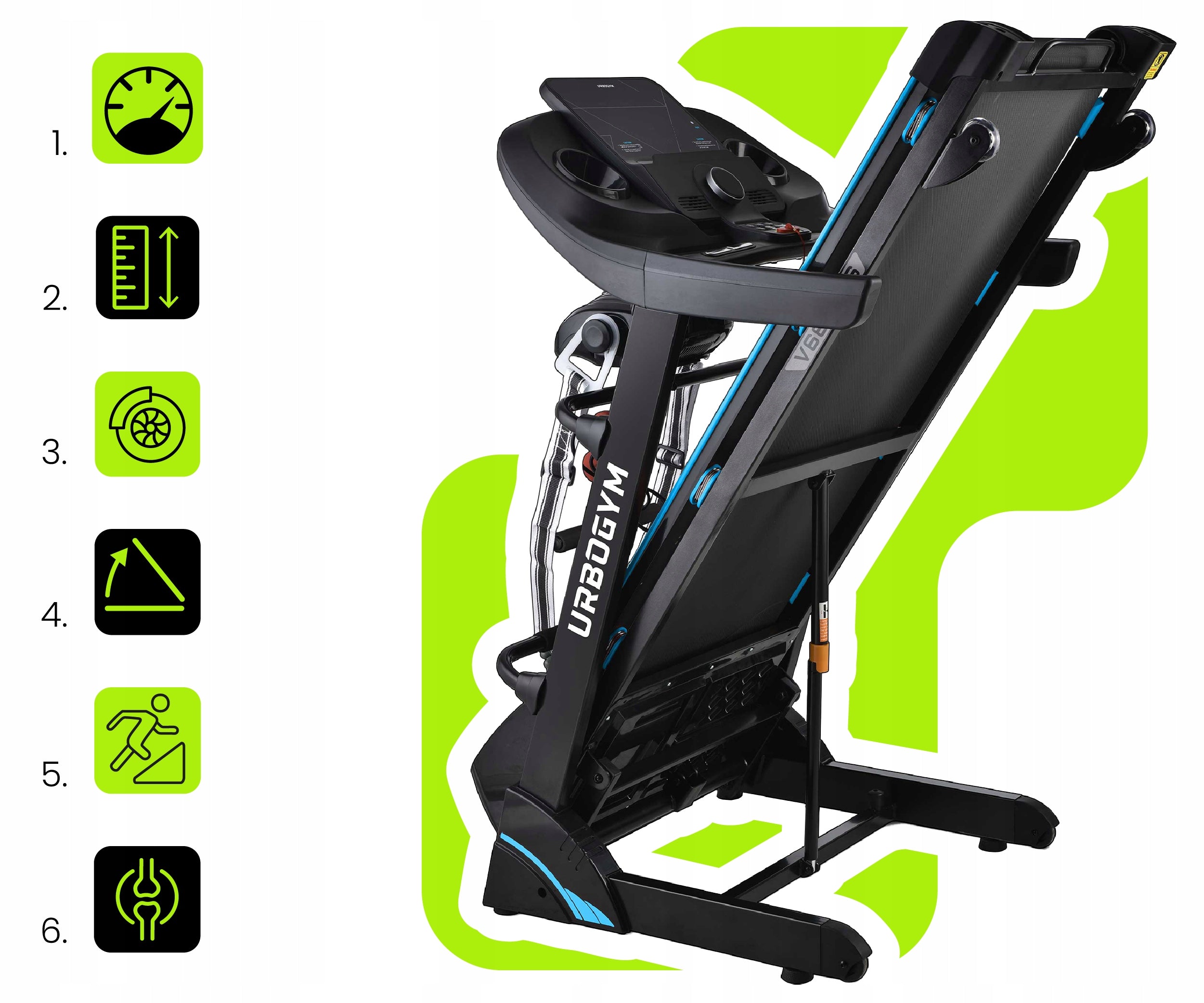ELECTRIC TREADMILL V680MS MASSAGER AUTO ANGLE 15 FOLDABLE STRONG UP TO 120KG Kind electric