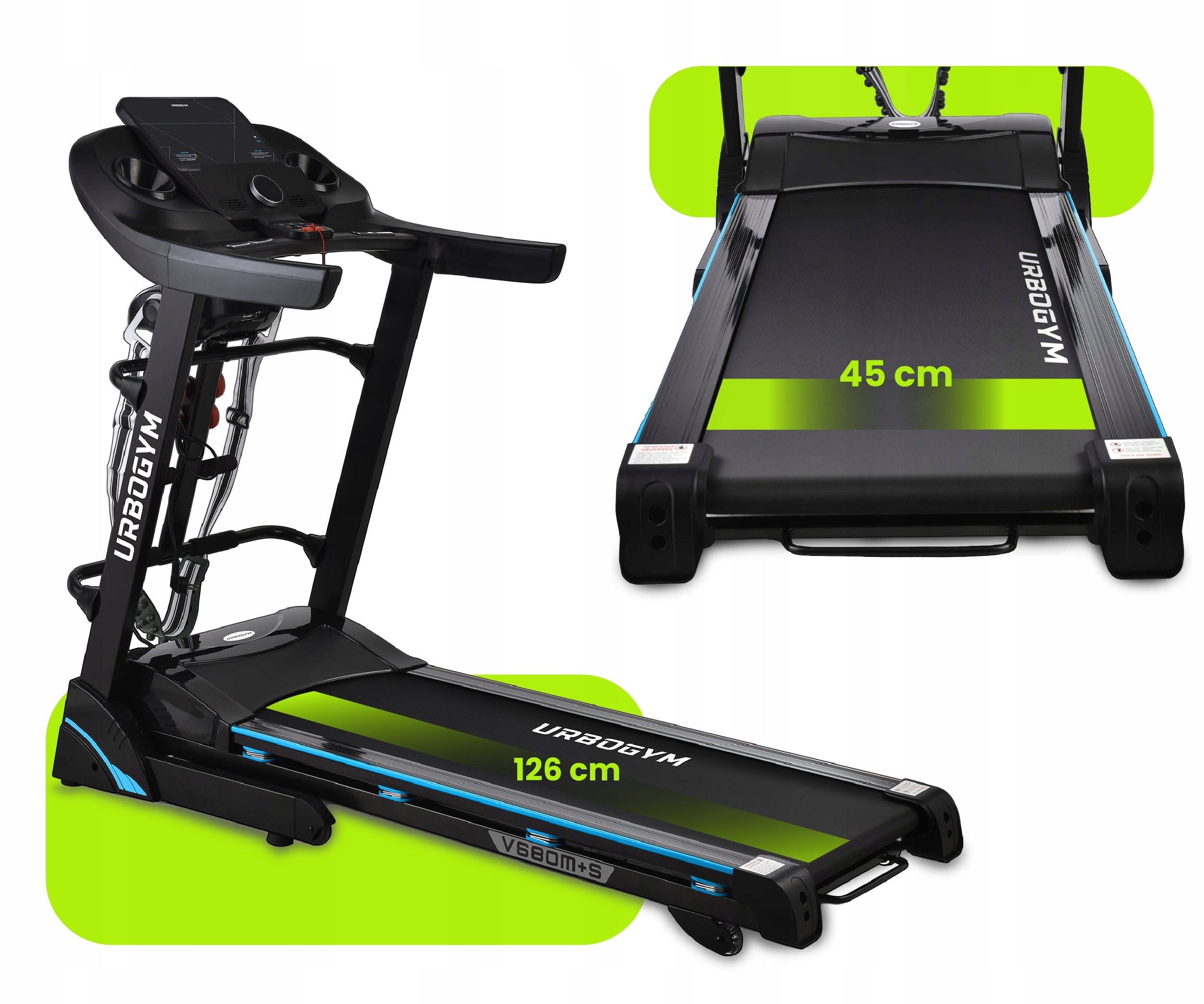 ELECTRIC TREADMILL V680MS MASSAGER AUTO ANGLE 15 FOLDABLE STRONG UP TO 120KG Packaging status original