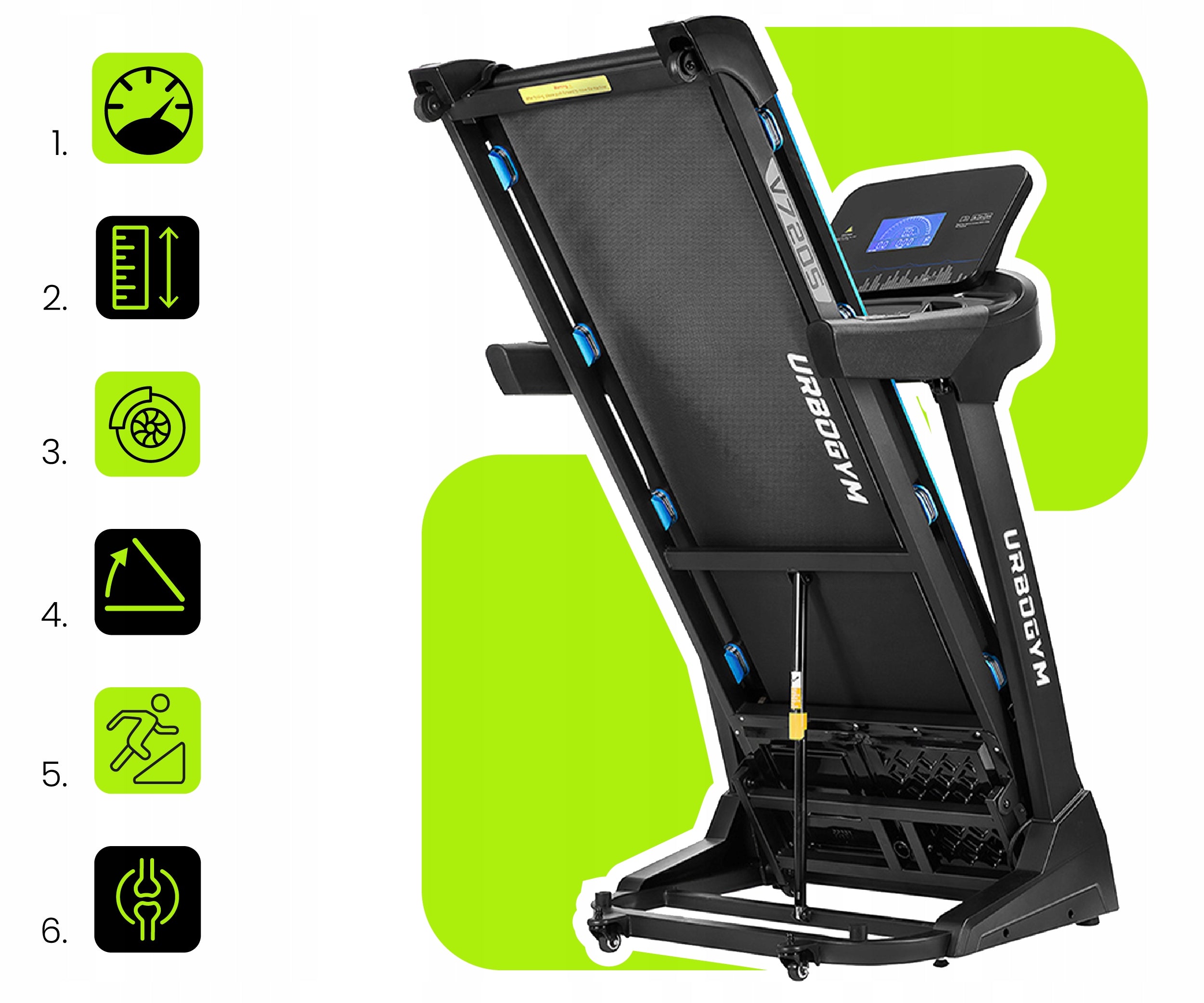 ELECTRIC TREADMILL V720S 20KM/H AUTO ANGLE 15 LEVELS FOLDING STRONG Model V720S
