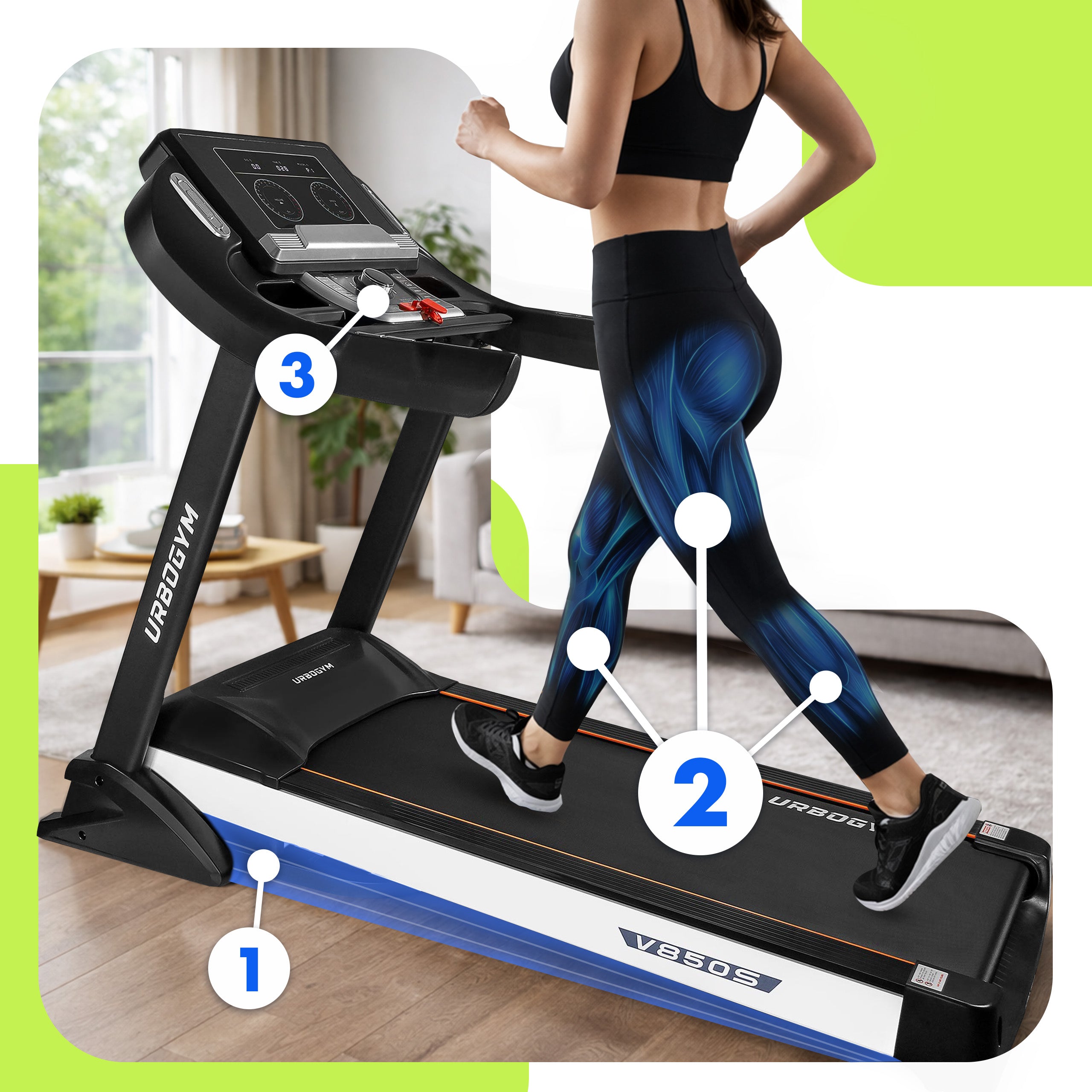 ELECTRIC TREADMILL V850S 20km/h LCD LARGE BELT 58 Kind electric