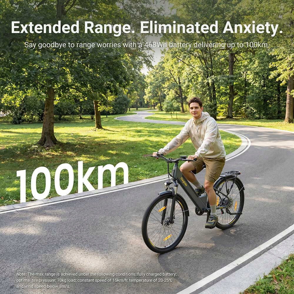 ELECTRIC TREKKING BIKE 13AH 25km/h 100HP ELEGLIDE T1 STEP-THRU 27.5“ Maximum rated power electric bike (under 250W)