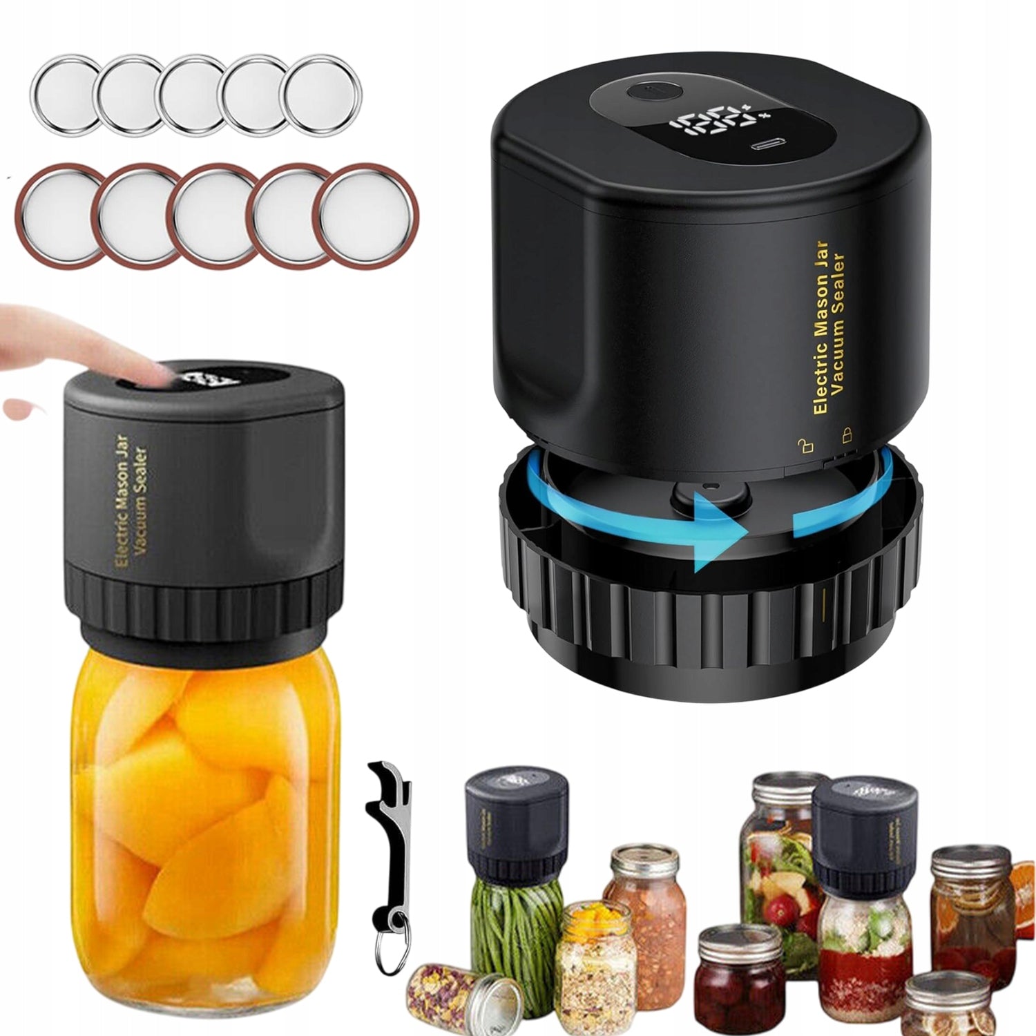 ELECTRIC VACUUM SEALER FOR JARS + SEALING LIDS
