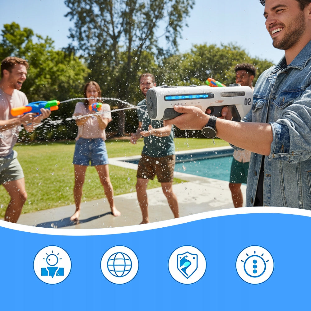 ELECTRIC WATER GUN AUTOMATIC CONTINUOUS STREAM LIGHT EFFECTS Manufacturer code NA WODĘ PISTOLET B