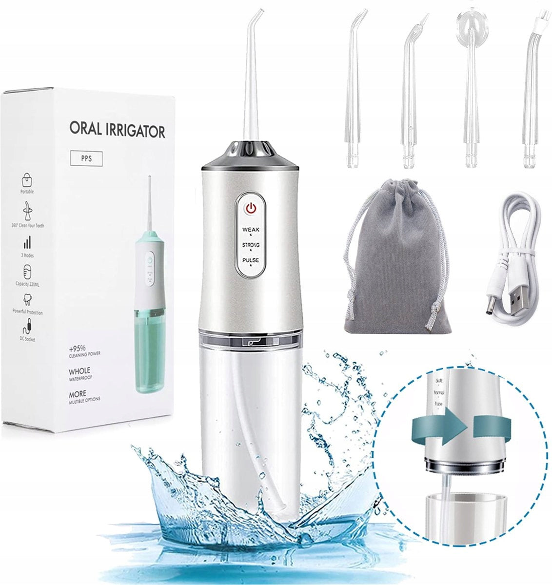 ELECTRIC WIRELESS ORAL IRRIGATOR USB 1200mA IPX7