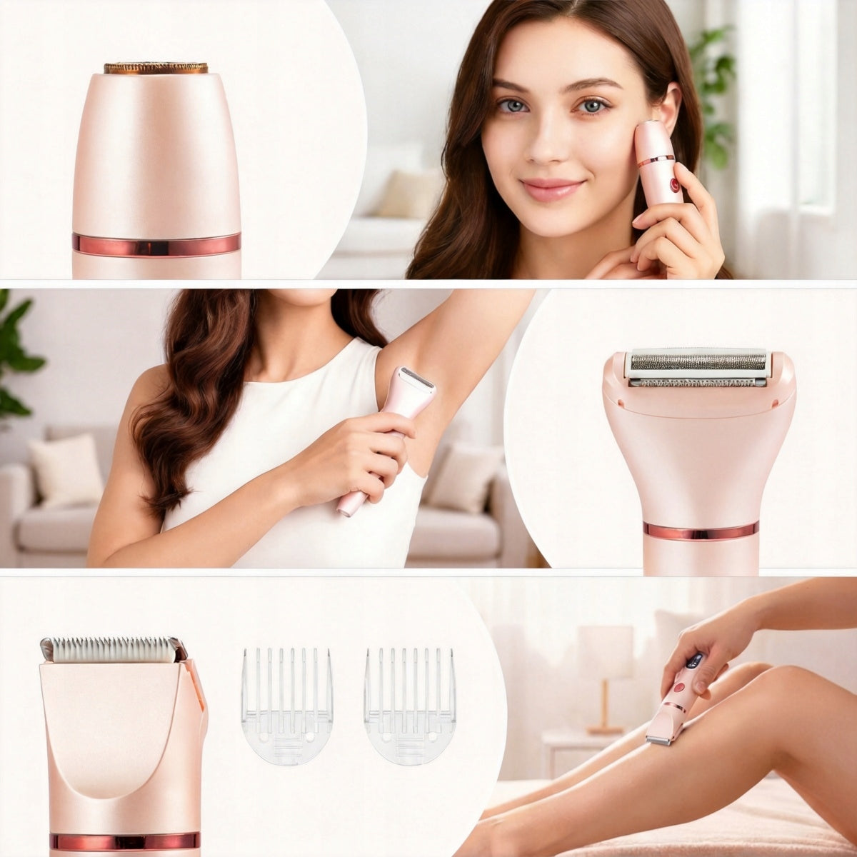 ELECTRIC WOMEN'S SHAVER FOR INTIMATE AREAS AND FACES, BIKINI TRIMMER Dominant color pink