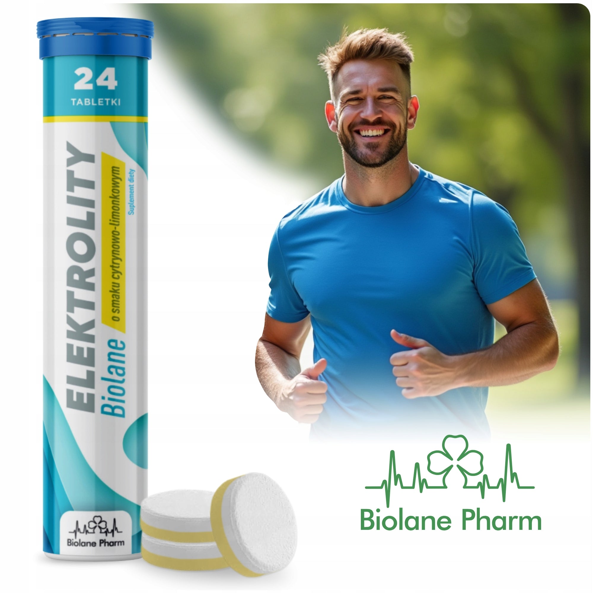 ELECTROLYTES Potassium Calcium Magnesium Sodium Minerals and Vitamins EFFECTIVE 24 tablets Manufacturer code ELEKTROLITY Biolane Pharm 24 tabletki Cytryna