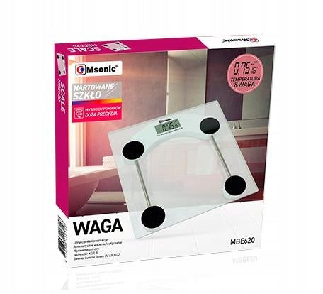 ELECTRONIC BATHROOM SCALE MSONIC 620 180KG Housing material glass