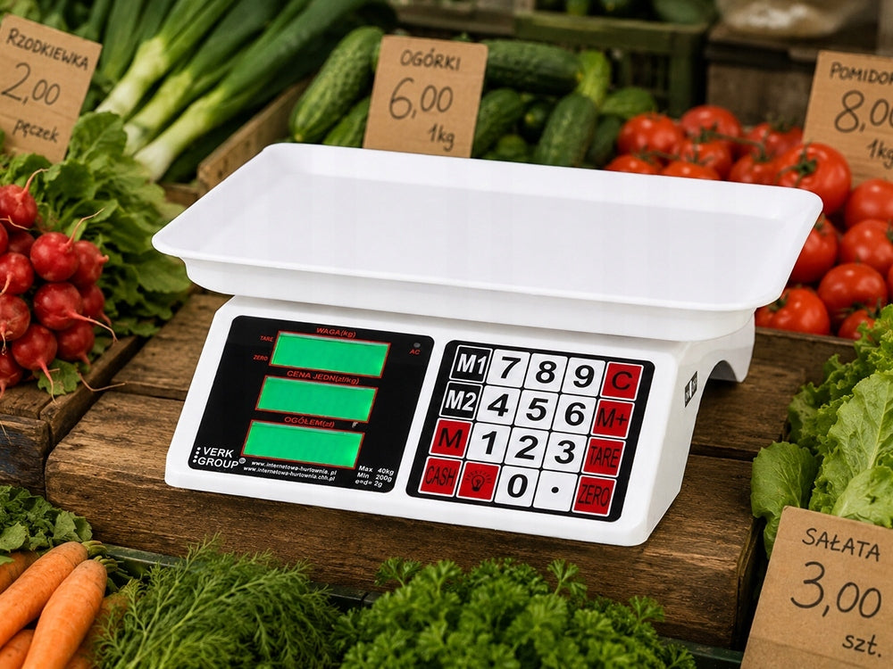 ELECTRONIC CALCULATION SCALE WITH POLISH LCD SUBTITLES 40KG ACCURACY 2g Packaging status original