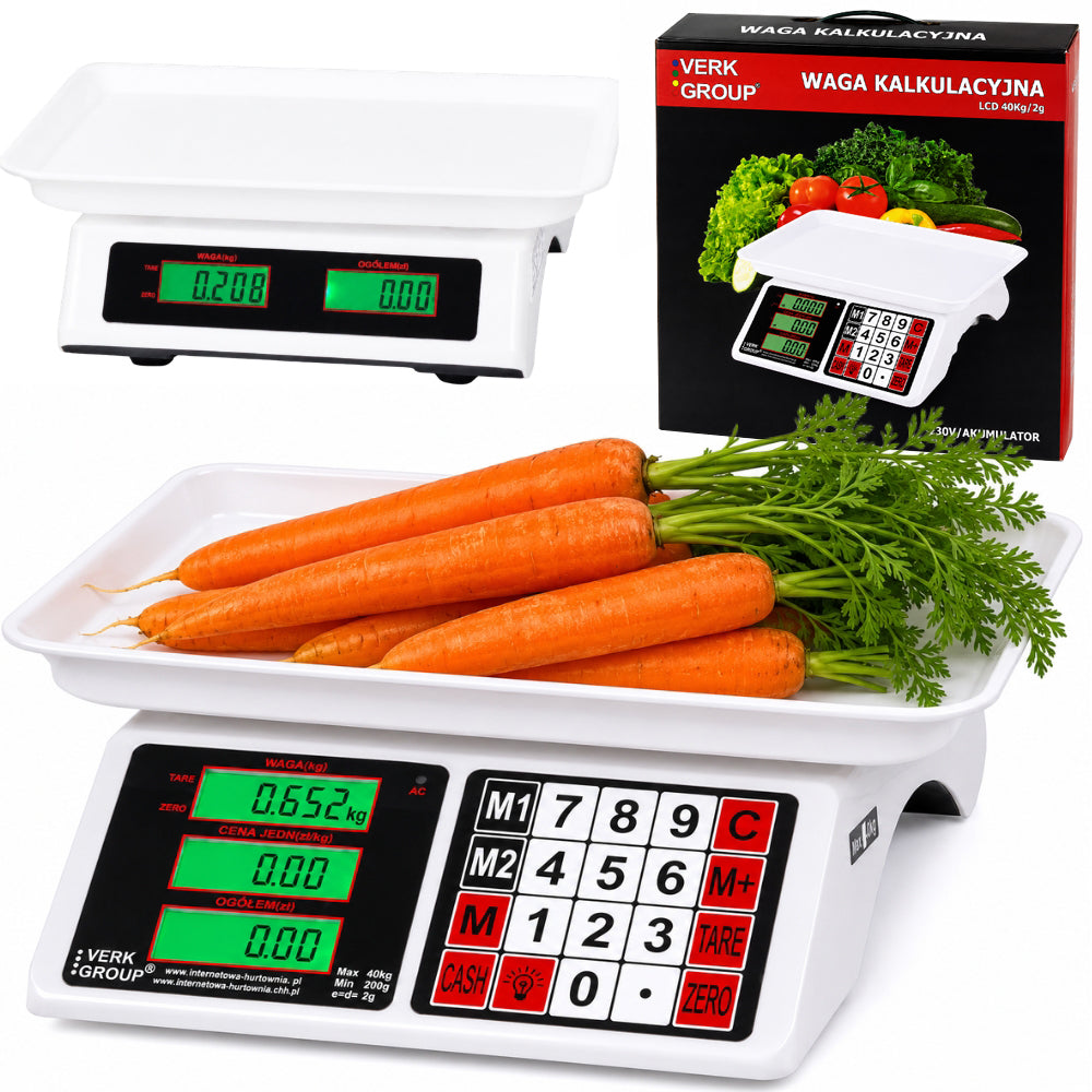ELECTRONIC CALCULATION SCALE WITH POLISH LCD SUBTITLES 40KG ACCURACY 2g