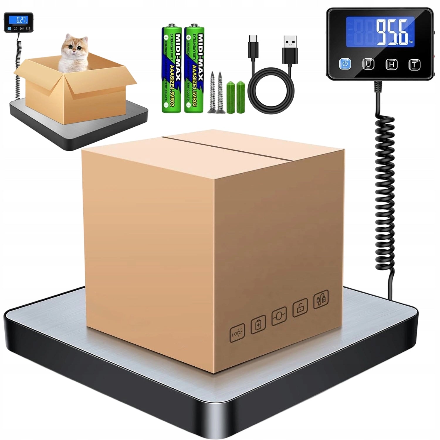 ELECTRONIC SCALE 200KG BACKLIT LCD SCREEN 10G ACCURACY FOR WAREHOUSE