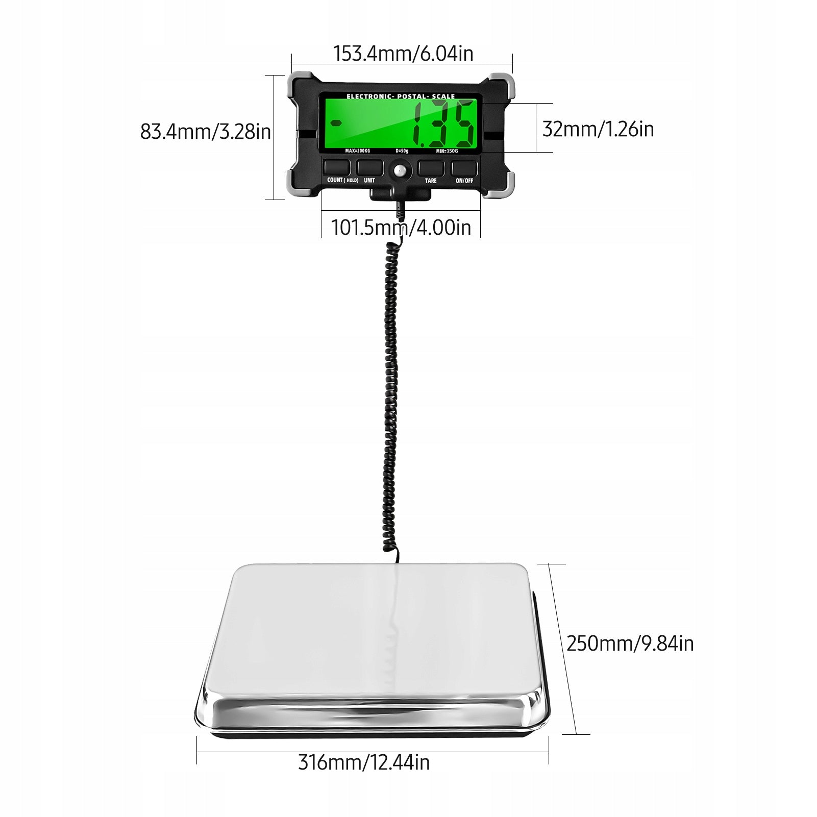 ELECTRONIC STORAGE SCALE LCD 200kg/0.05kg Manufacturer code 750749397106