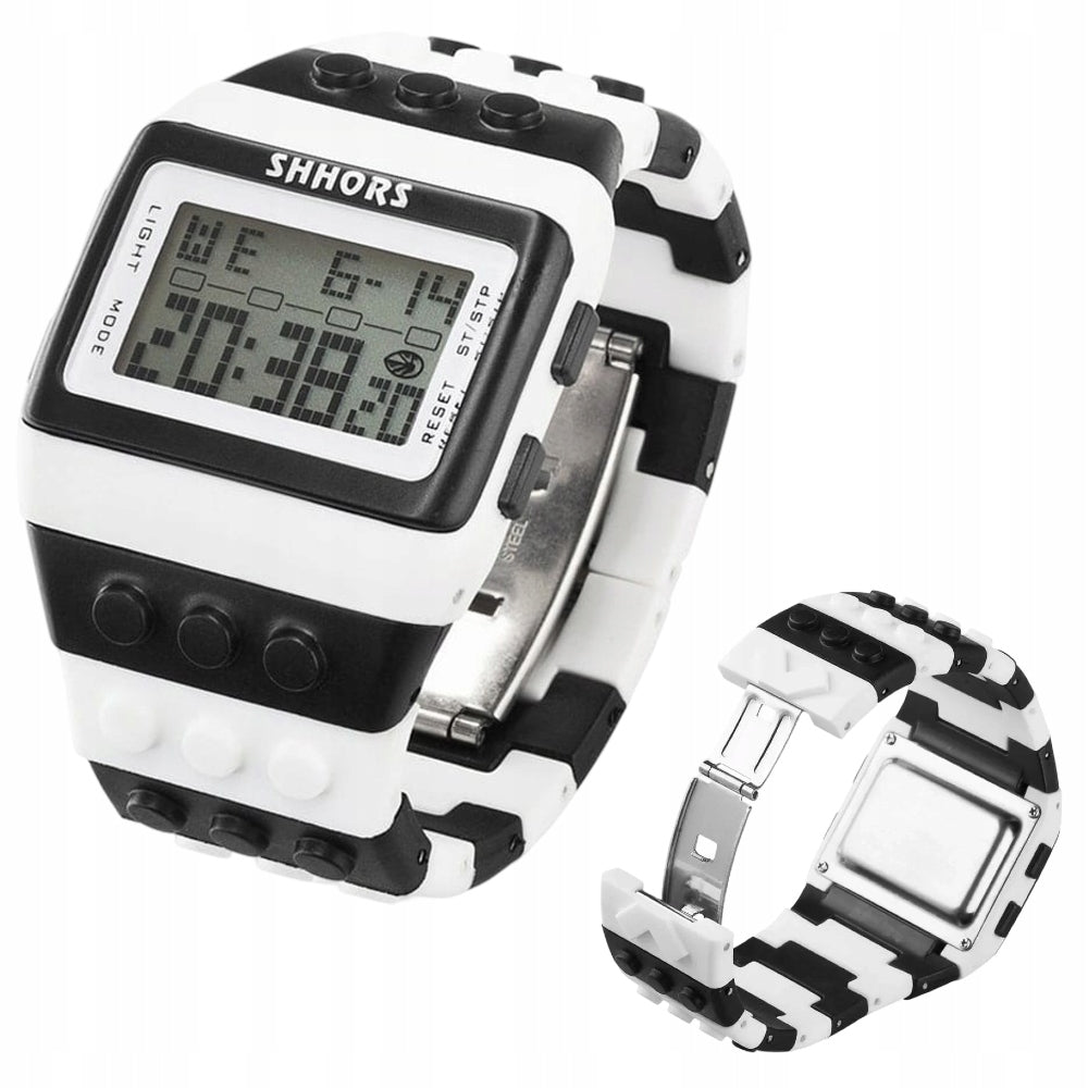ELECTRONIC WATCH FOR CHILDREN BLOCKS BLACK AND WHITE SHHORSSH-715