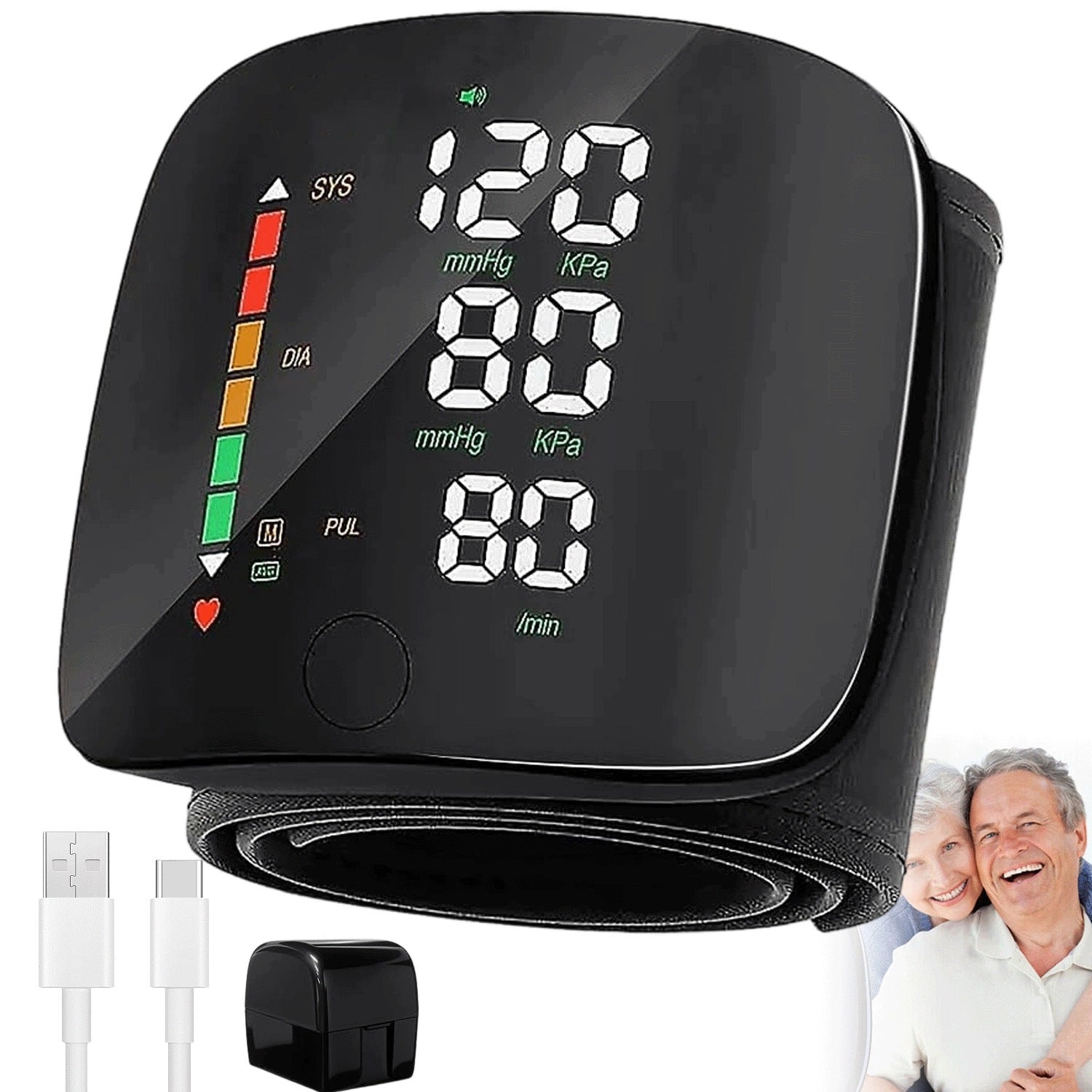 ELECTRONIC WRIST BLOOD PRESSURE MONITOR ARRHYTHMIA CASE BATTERY 300MAH