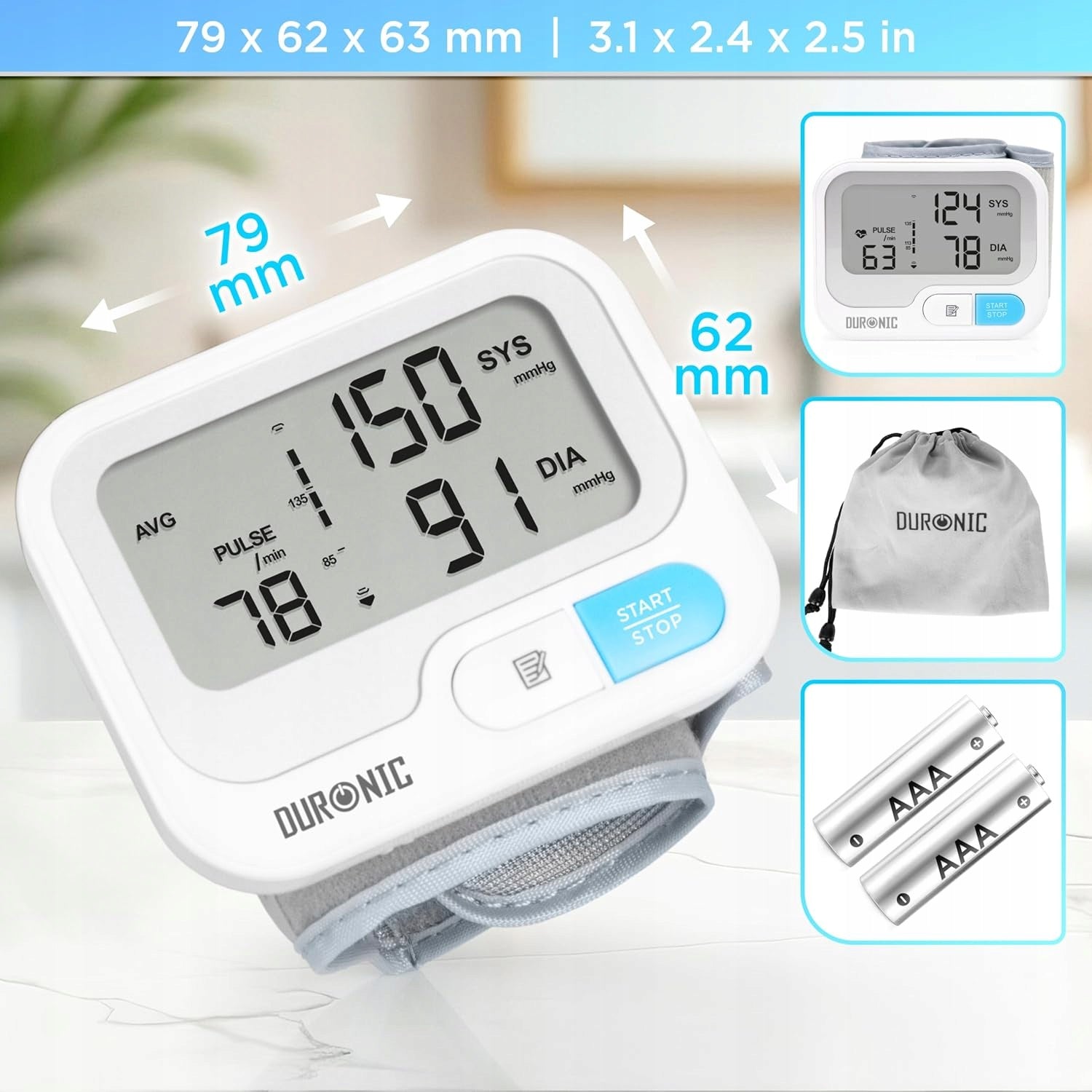 ELECTRONIC WRIST BLOOD PRESSURE MONITOR AUTOMATIC CERTIFIED Medical device no