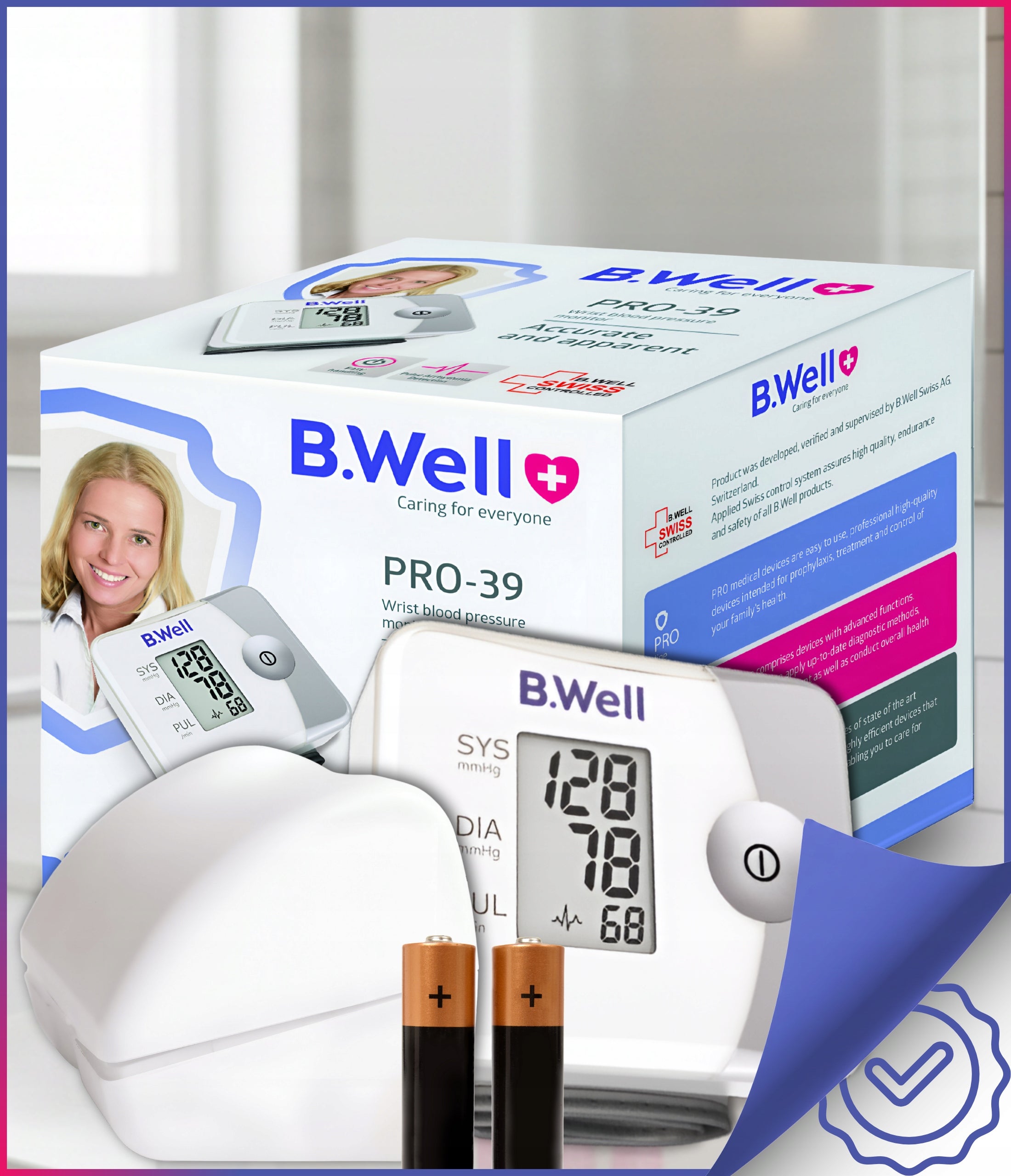 ELECTRONIC WRIST BLOOD PRESSURE MONITOR B.WELL SMALL AUTOMATIC Packaging status original