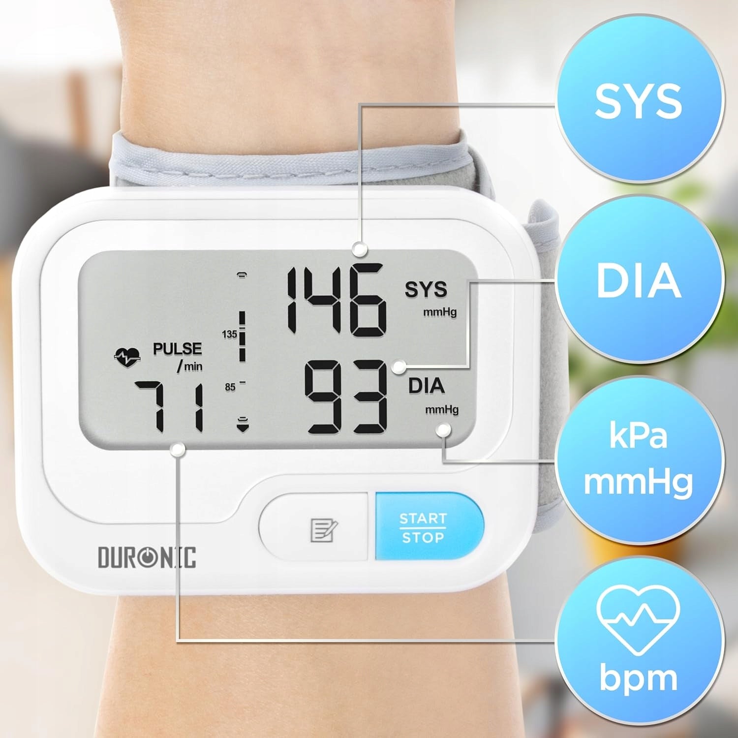 ELECTRONIC WRIST BLOOD PRESSURE MONITOR DURONIC BPM65 CERTIFIED PRO Medical device no