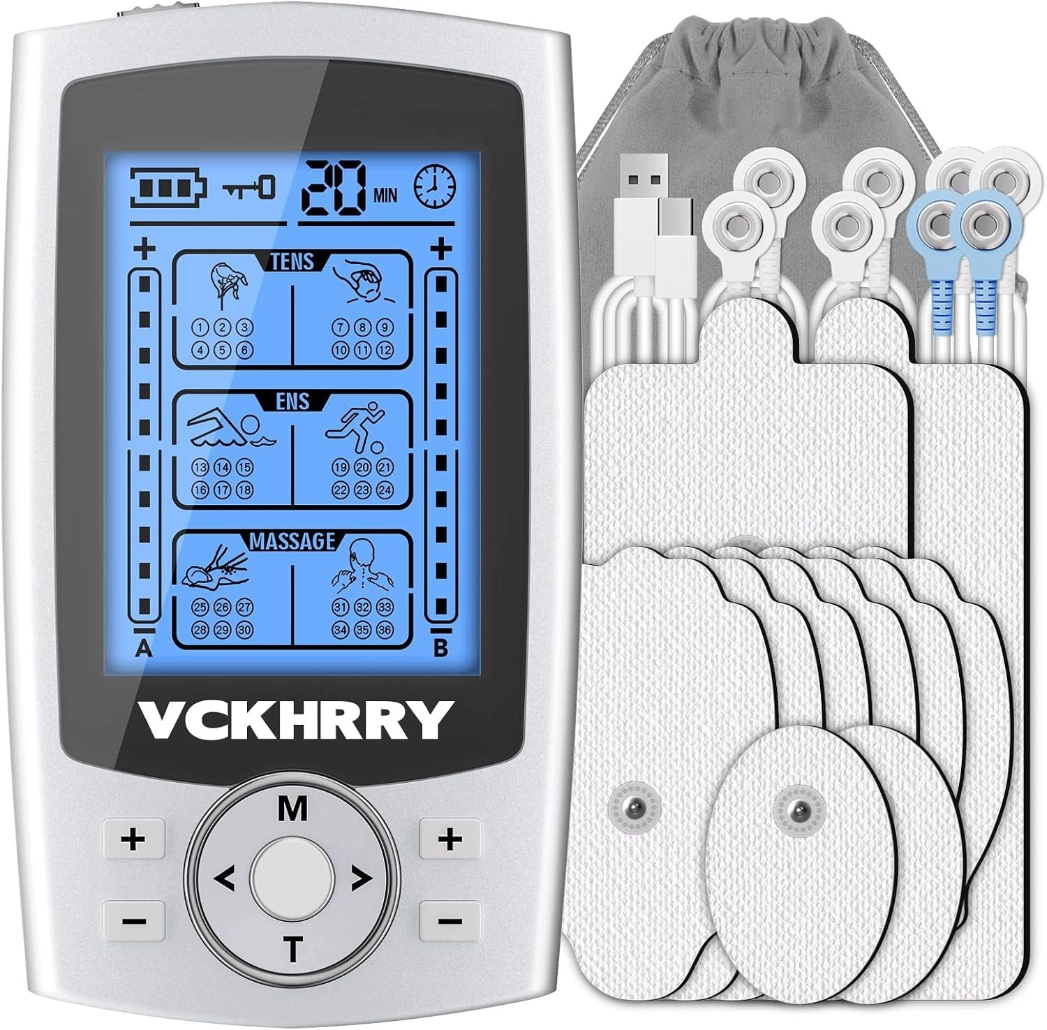ELECTROSTIMULATOR 3IN1 TENS EMS 36 PROGRAMS 2 CHANNELS 20 LEVELS