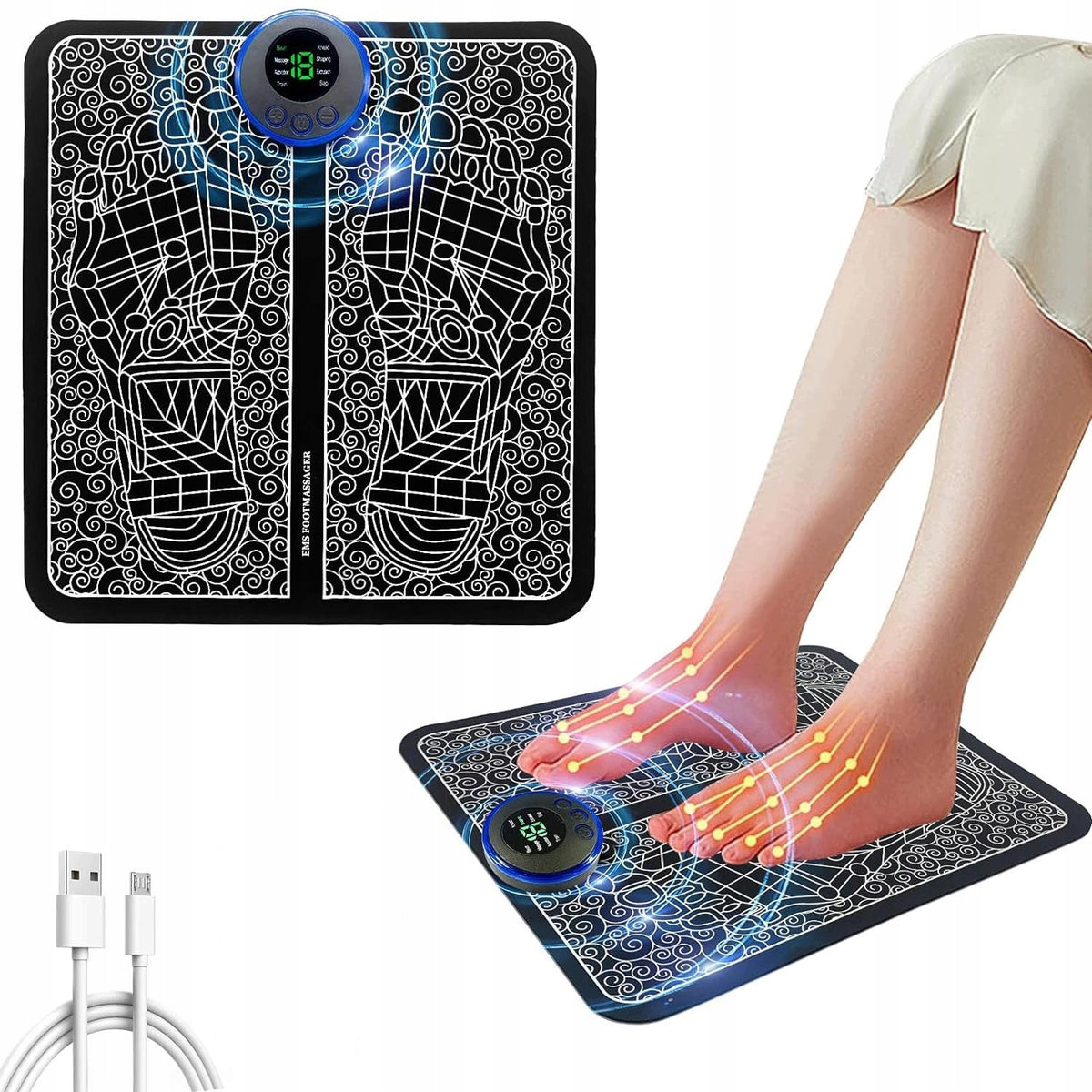ELECTROSTIMULATOR EMS WITH FOOT AND HAND MASSAGE MAT ELECTRIC WITH MODES Packaging status original
