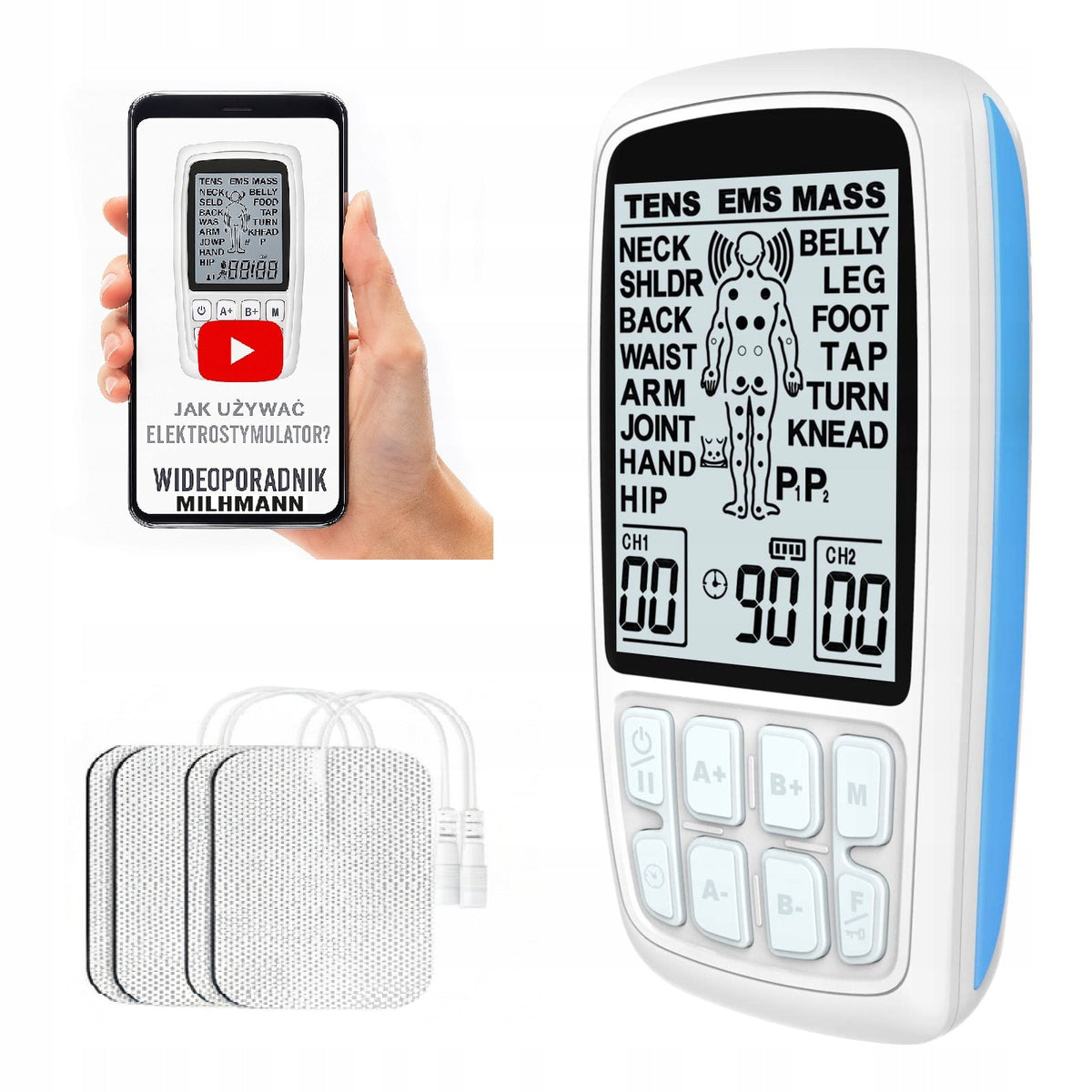 ELECTROSTIMULATOR MUSCLE MASSAGE STIMULATION ELECTROTHERAPY TENS EMS + VIDEO