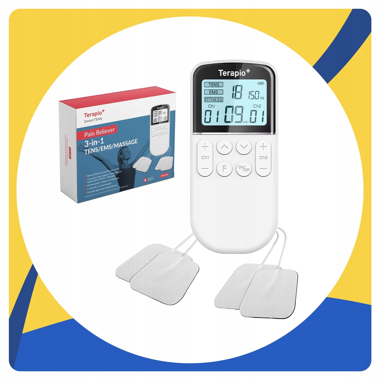 ELECTROSTIMULATOR TENS ABDOMINAL NERVE MUSCLES MASSAGER 4 ELECTRODES THERAPY Size universal