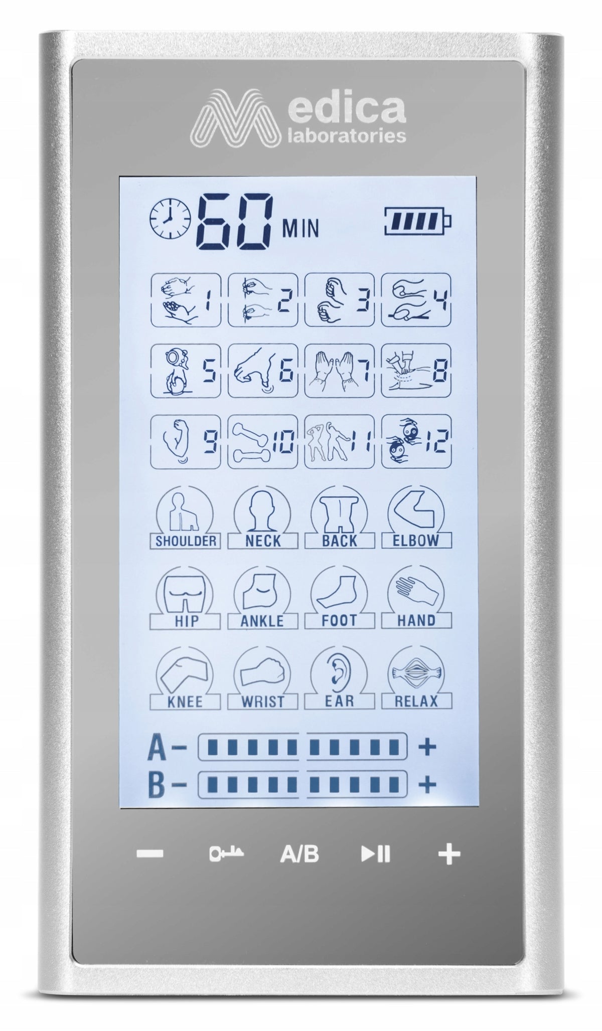 ELECTROSTIMULATOR TENS EMS MASSAGER + ELECTRODES 24 PROGRAMS SET Medical device no
