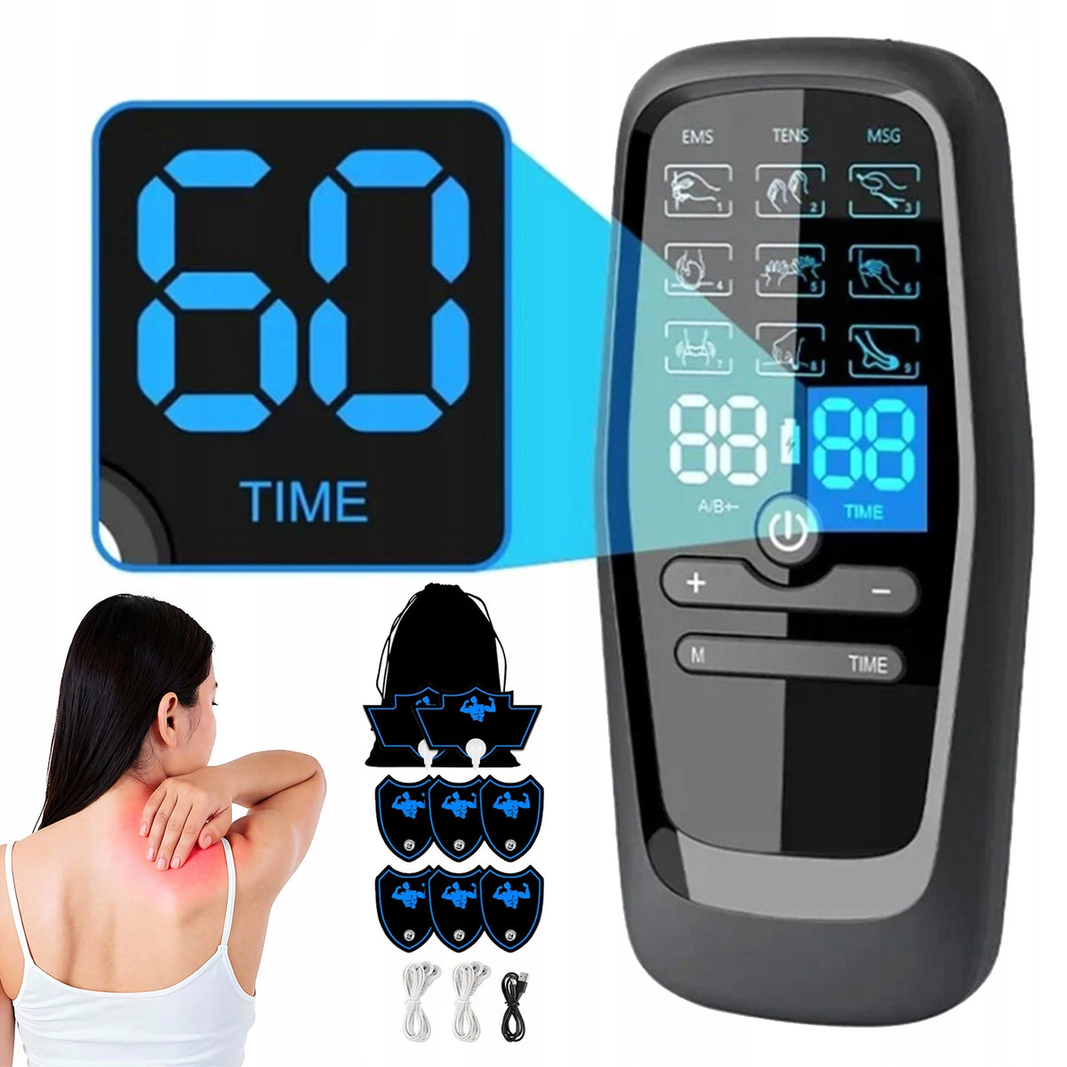 ELECTROSTIMULATOR TENS EMS POWER MUSCLE AND NERVE MASSAGE USB REHABILITATION Brand no brand