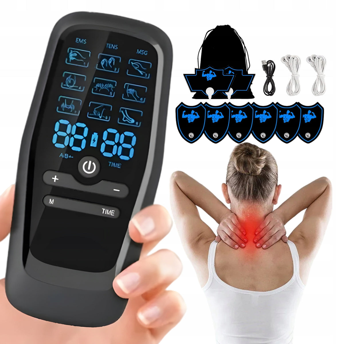 ELECTROSTIMULATOR TENS EMS POWER MUSCLE AND NERVE MASSAGE USB REHABILITATION