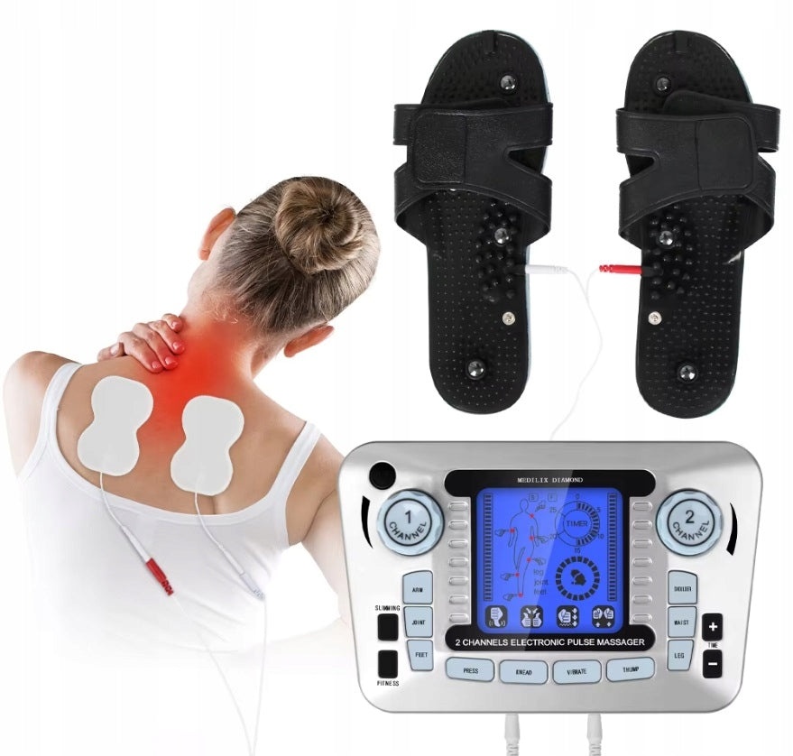 ELECTROSTIMULATOR TENS MUSCLES AND NERVES EMS MASSAGE WHOLE SET FLIP-FLOPS CASE v4 Color gray