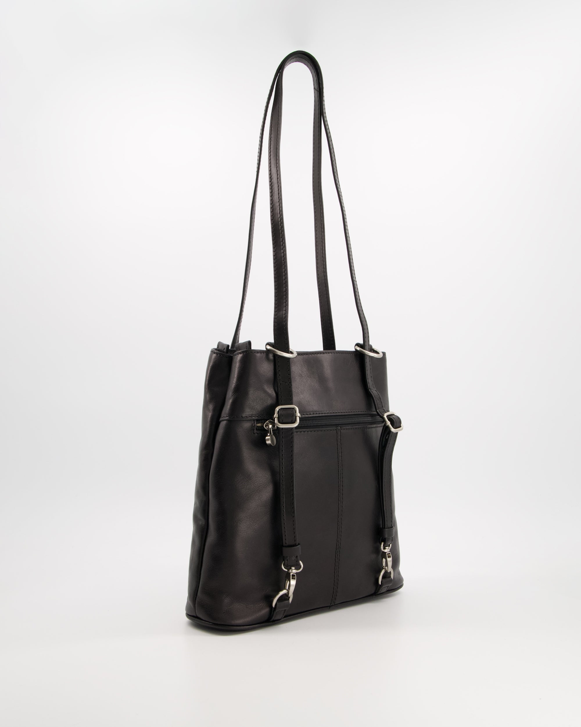 ELEGANT BLACK WOMEN'S BACKPACK VENEZIA TWO-CHAMBER NATURAL LEATHER Packaging status original