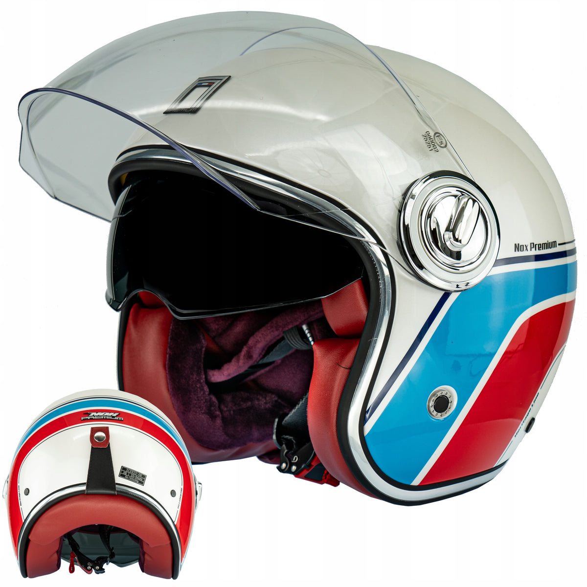 ELEGANT NEO-RETRO HERITAGE MOTORCYCLE HELMET PREMIUM NOX WINDSCREEN AND BLEND XS
