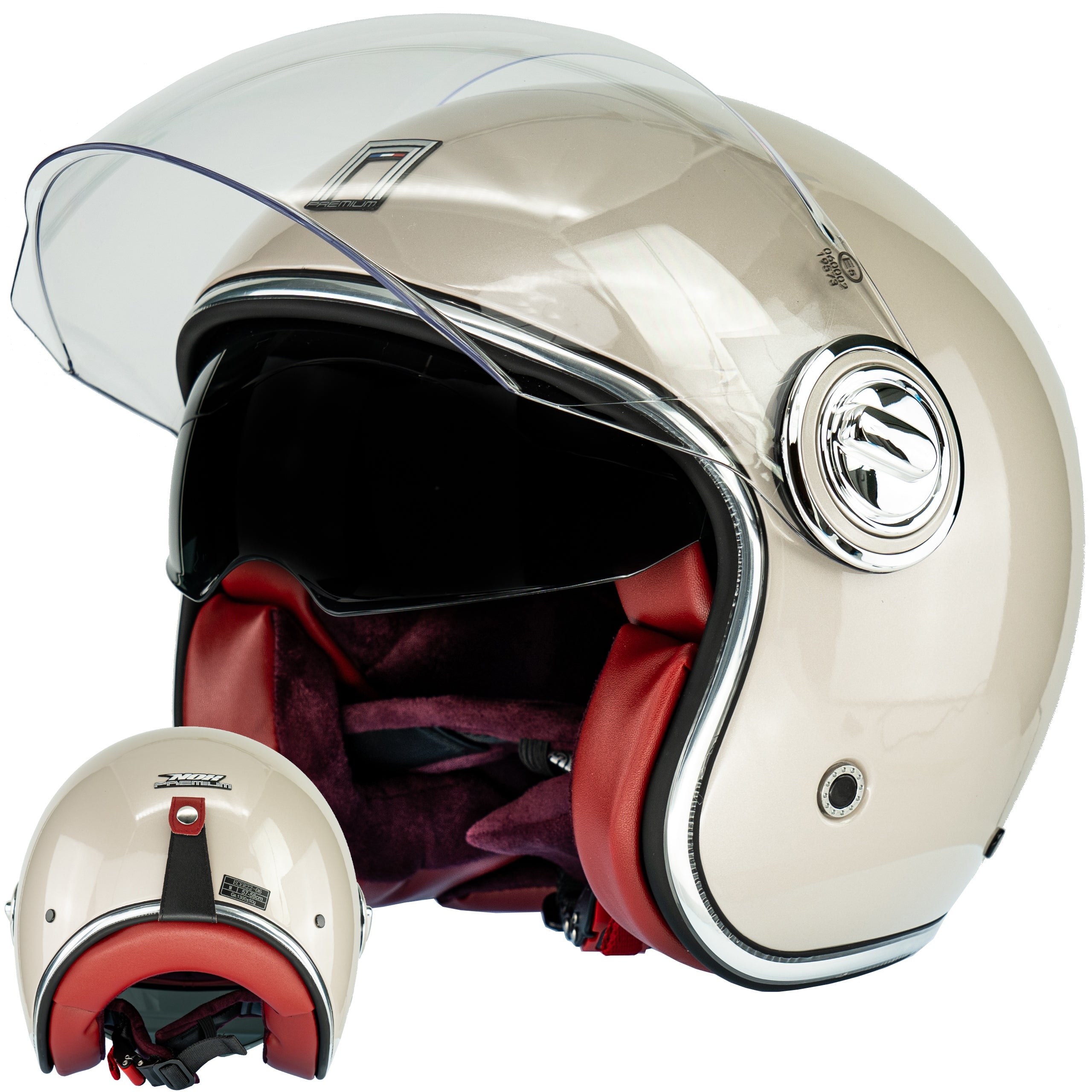 ELEGANT NEO-RETRO PREMIUM NOX MOTORCYCLE HELMET WITH VISOR AND BLEND SUN M