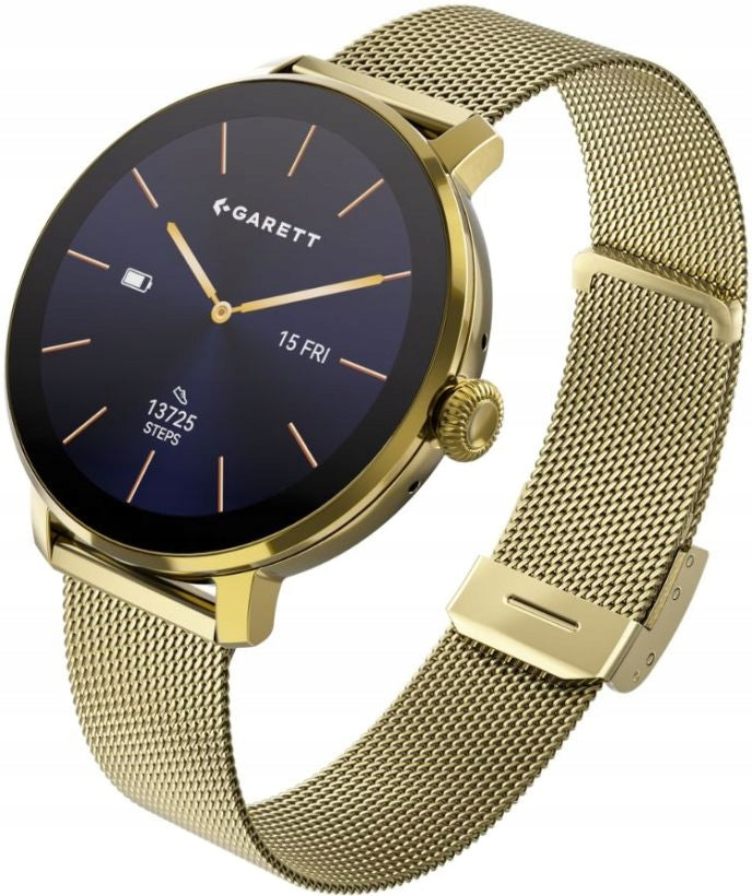 ELEGANT WOMEN'S SMARTWATCH GARETT MUSE SUPER SLIM GOLD MESH SET