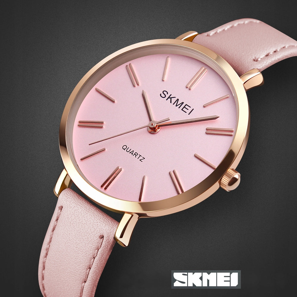 ELEGANT WOMEN'S WATCH SKMEI ON LEATHER STRAP HAND RED Brand Skmei