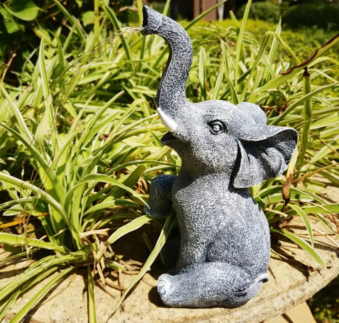 ELEPHANT FIGURINE WITH SOLAR LAMP LED 27CM GARDEN DECORATION GLOWING LAMP Series Słonik