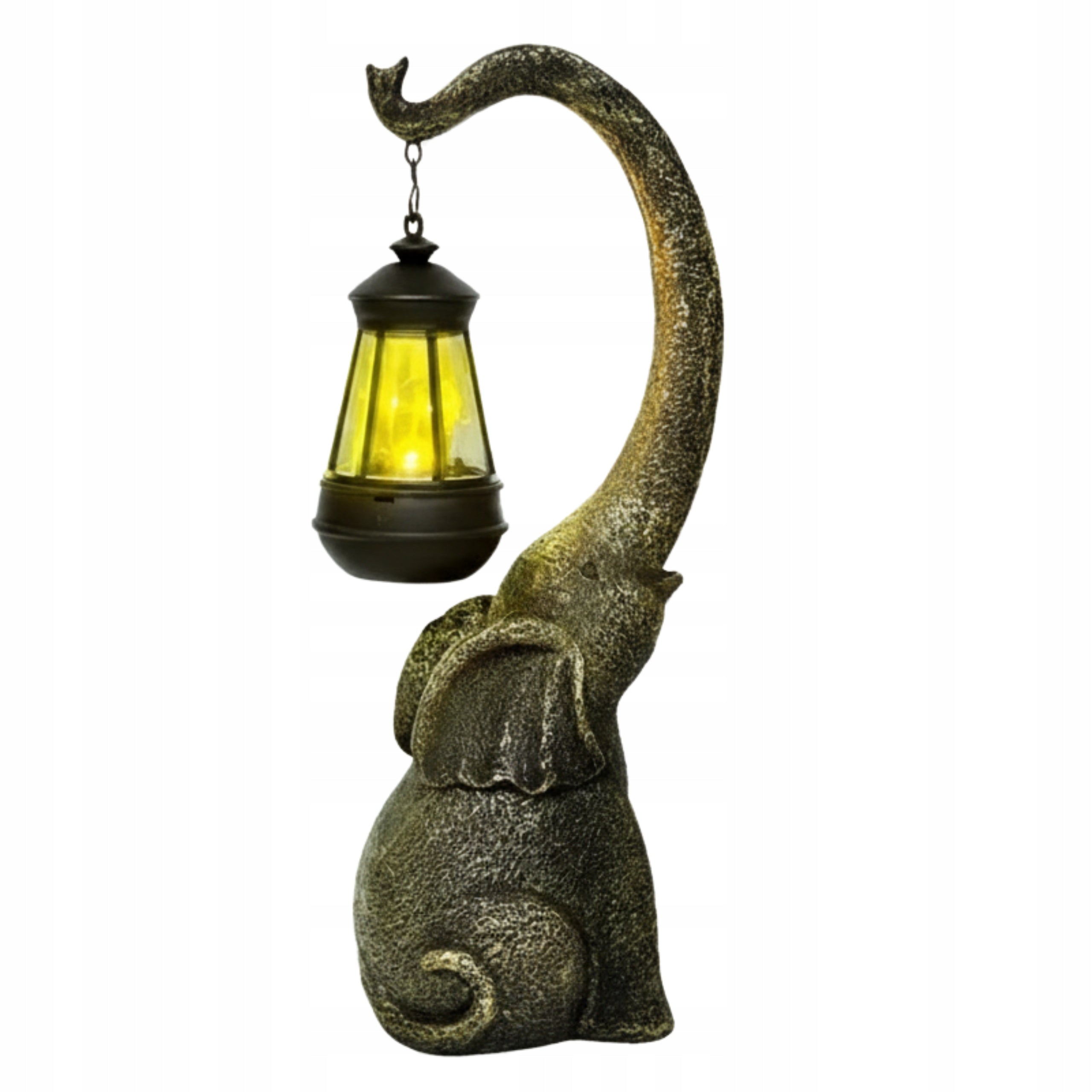 ELEPHANT FIGURINE WITH SOLAR LAMP LED GARDEN DECORATION 38 CM GLOWING LAMP